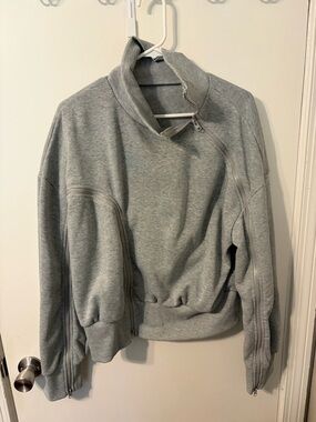 Gray women’s  Funnel Neck Zip-Accent Sweatshirt